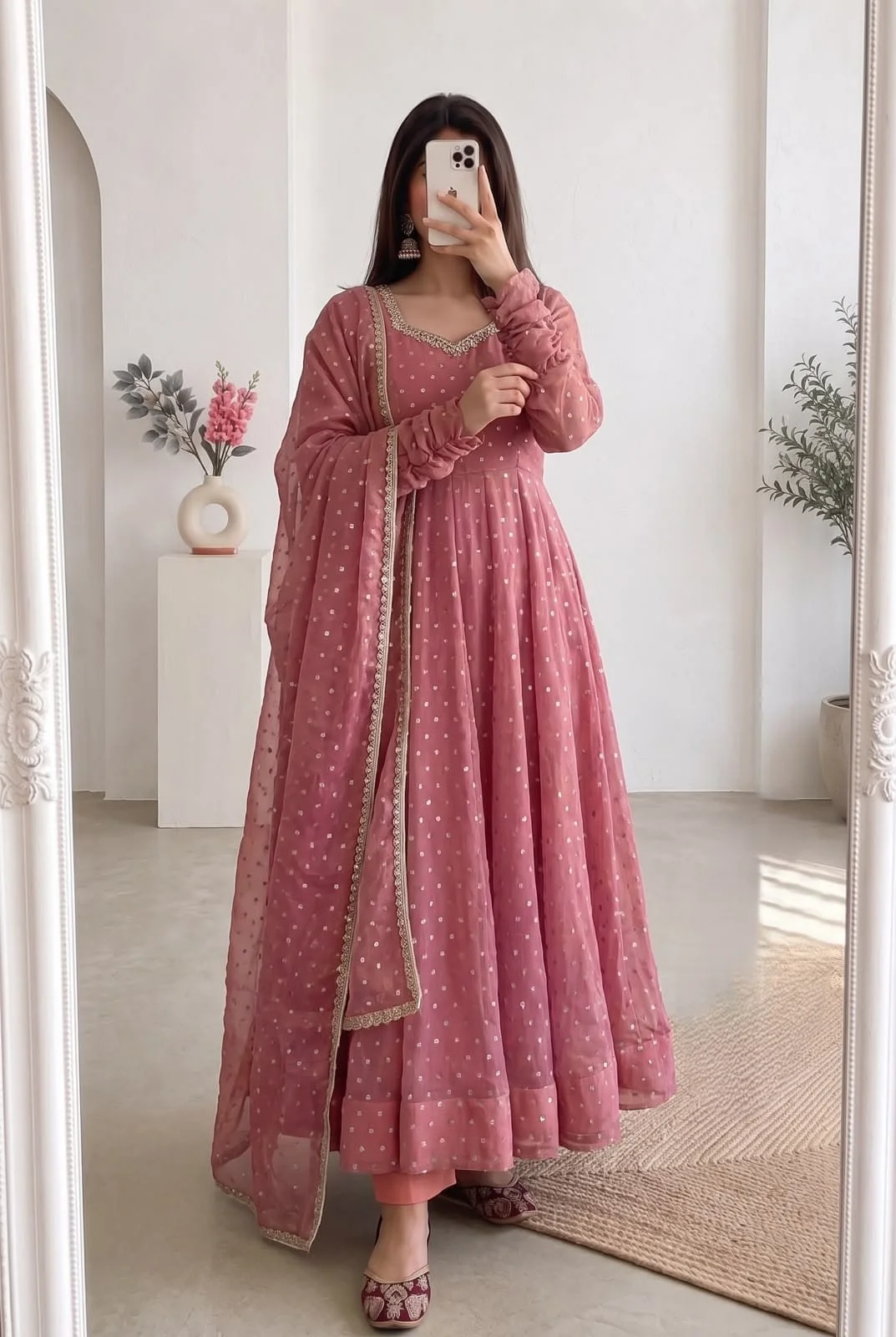 Heavy Moss Butti Silk Gown